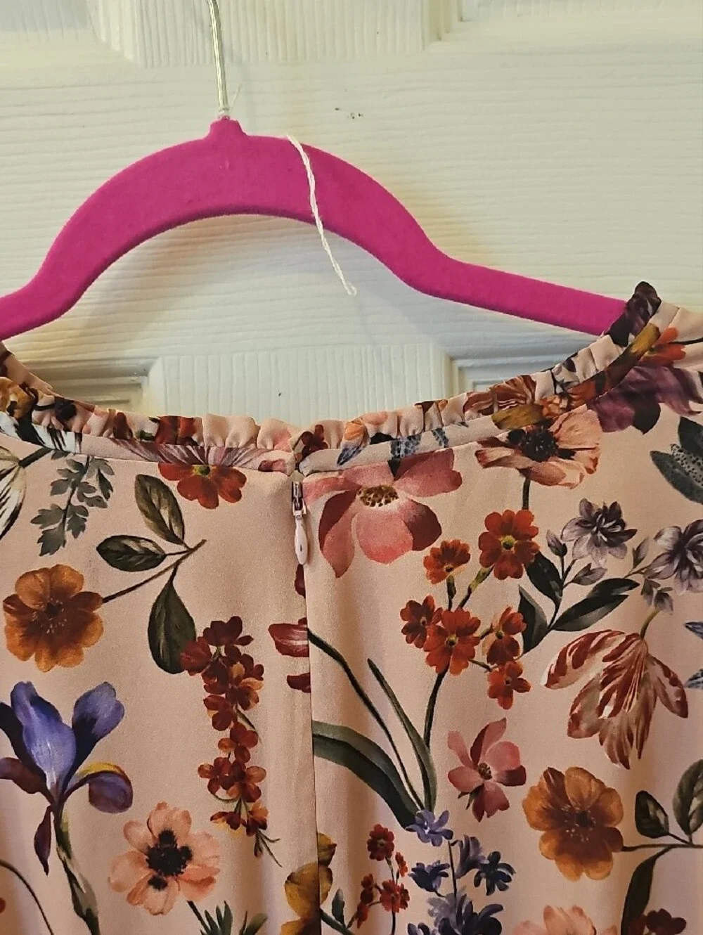 J. Crew Blush Floral Dress with Navy and Mustard Accents